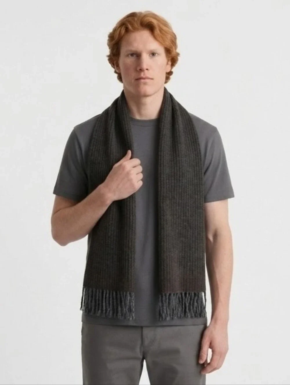 Nautica Lambswool  Mens winter Scarf Brown and Grey